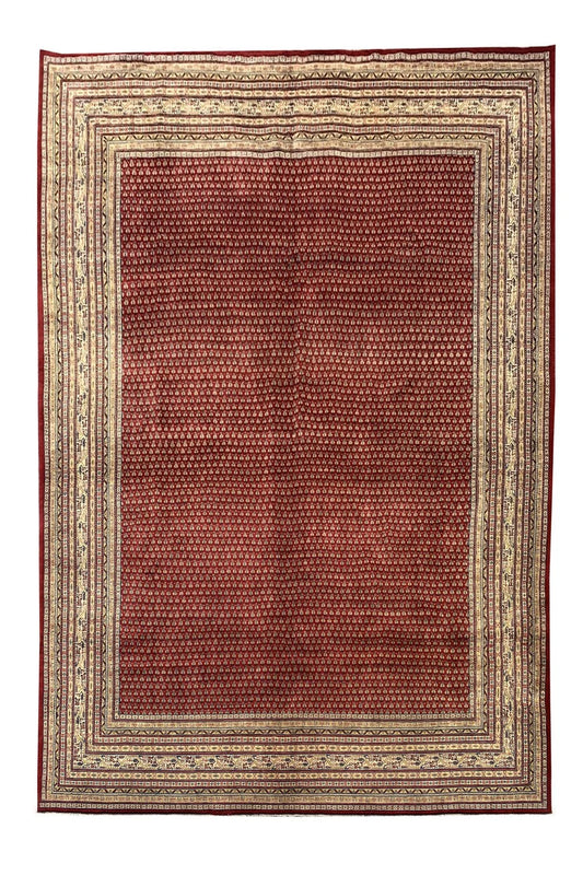 Authentic Hand Knotted Vintage Badam Gul Wool Area Rug 12.9 x 9.7 Ft