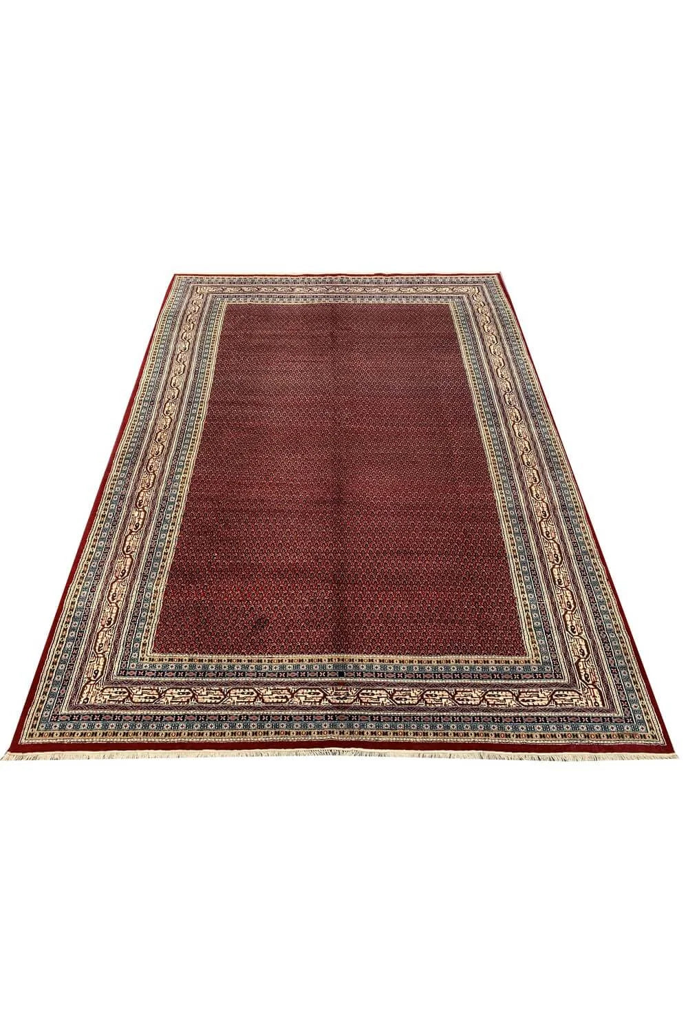 Authentic Hand Knotted Vintage Badam Gul Wool Area Rug 9.0 x 6.1 Ft