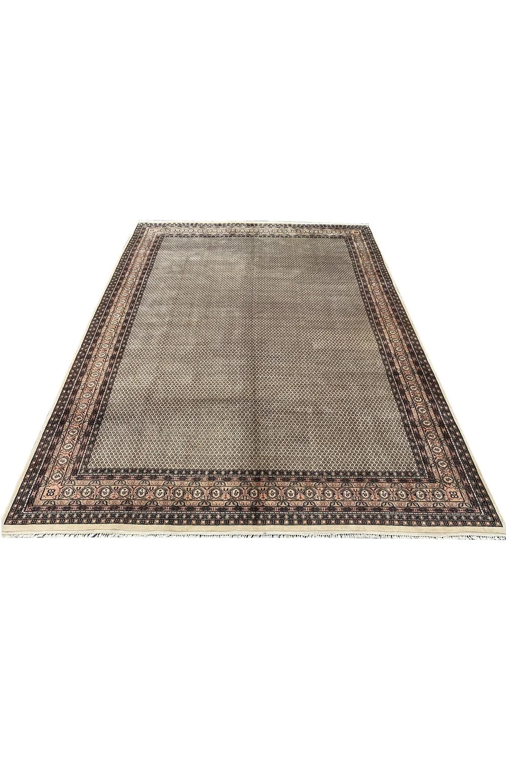 Amazing Hand Knotted Vintage Tribal Badam Gul Wool Area Rug 12.8 x 9.6 Ft