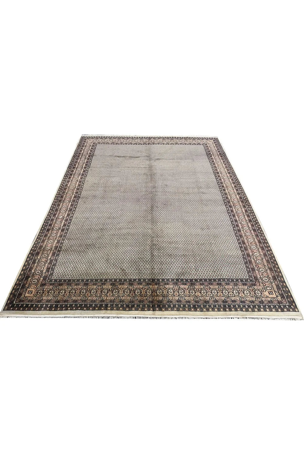 Amazing Hand Knotted Vintage Tribal Badam Gul Wool Area Rug 12.8 x 9.6 Ft