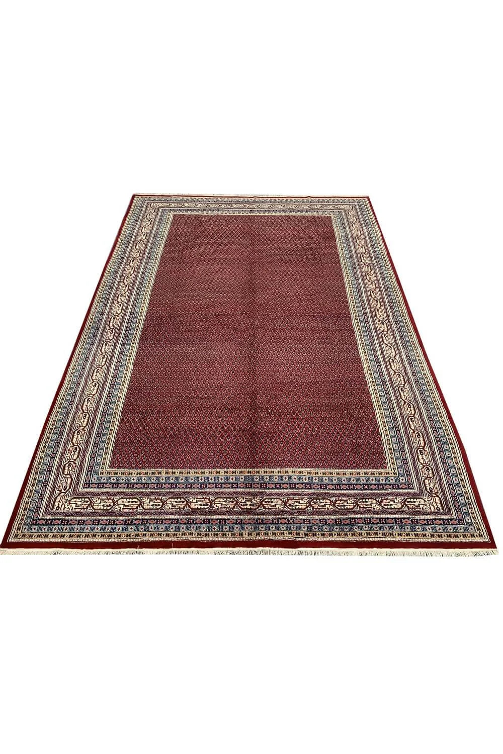 Authentic Hand Knotted Vintage Badam Gul Wool Area Rug 9.0 x 6.1 Ft