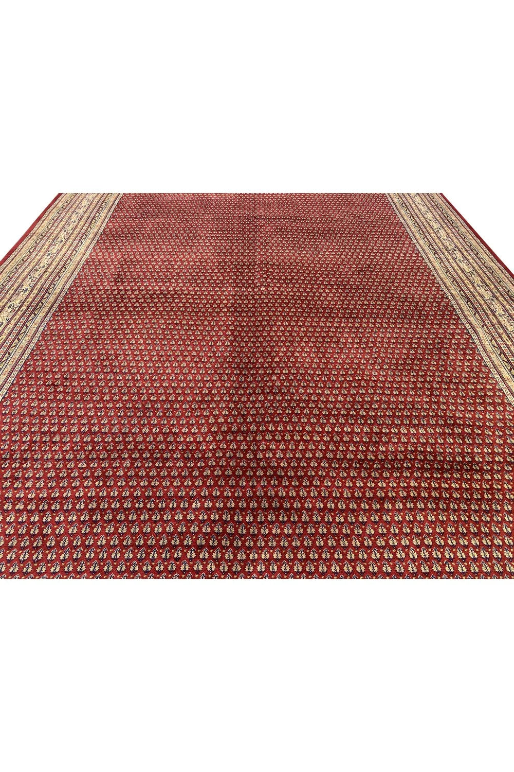 Authentic Hand Knotted Vintage Badam Gul Wool Area Rug 12.9 x 9.7 Ft