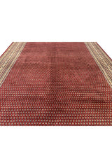 Authentic Hand Knotted Vintage Badam Gul Wool Area Rug 12.9 x 9.7 Ft