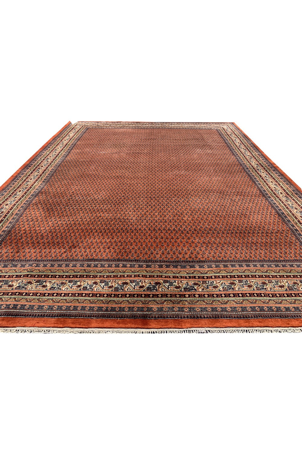 Authentic Hand Knotted Vintage Badam Gul Wool Area Rug 13.0 x 9.11 Ft