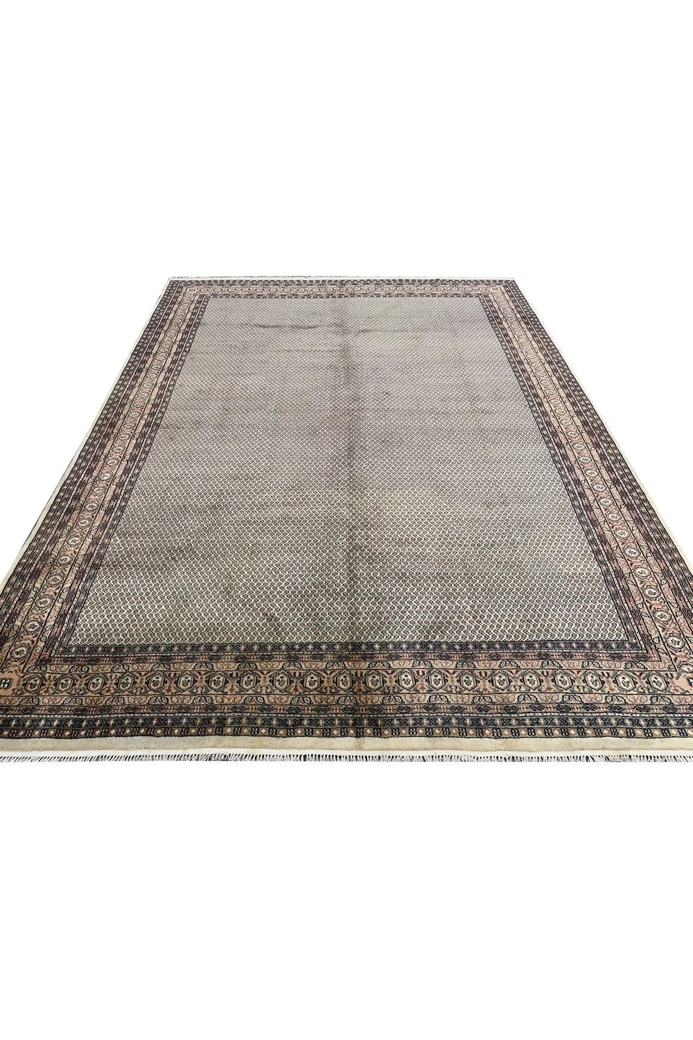 Amazing Hand Knotted Vintage Tribal Badam Gul Wool Area Rug 12.8 x 9.6 Ft