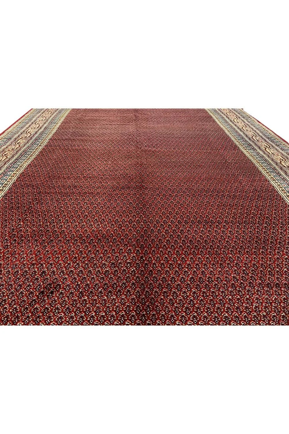 Authentic Hand Knotted Vintage Badam Gul Wool Area Rug 9.0 x 6.1 Ft