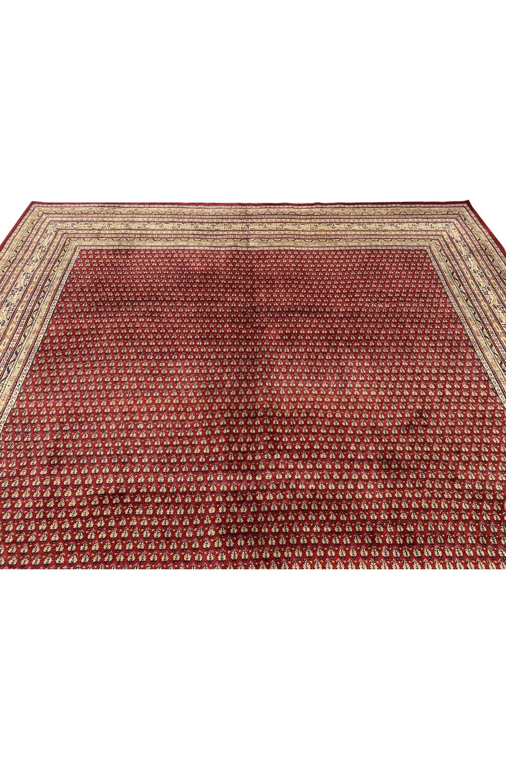 Authentic Hand Knotted Vintage Badam Gul Wool Area Rug 12.9 x 9.7 Ft