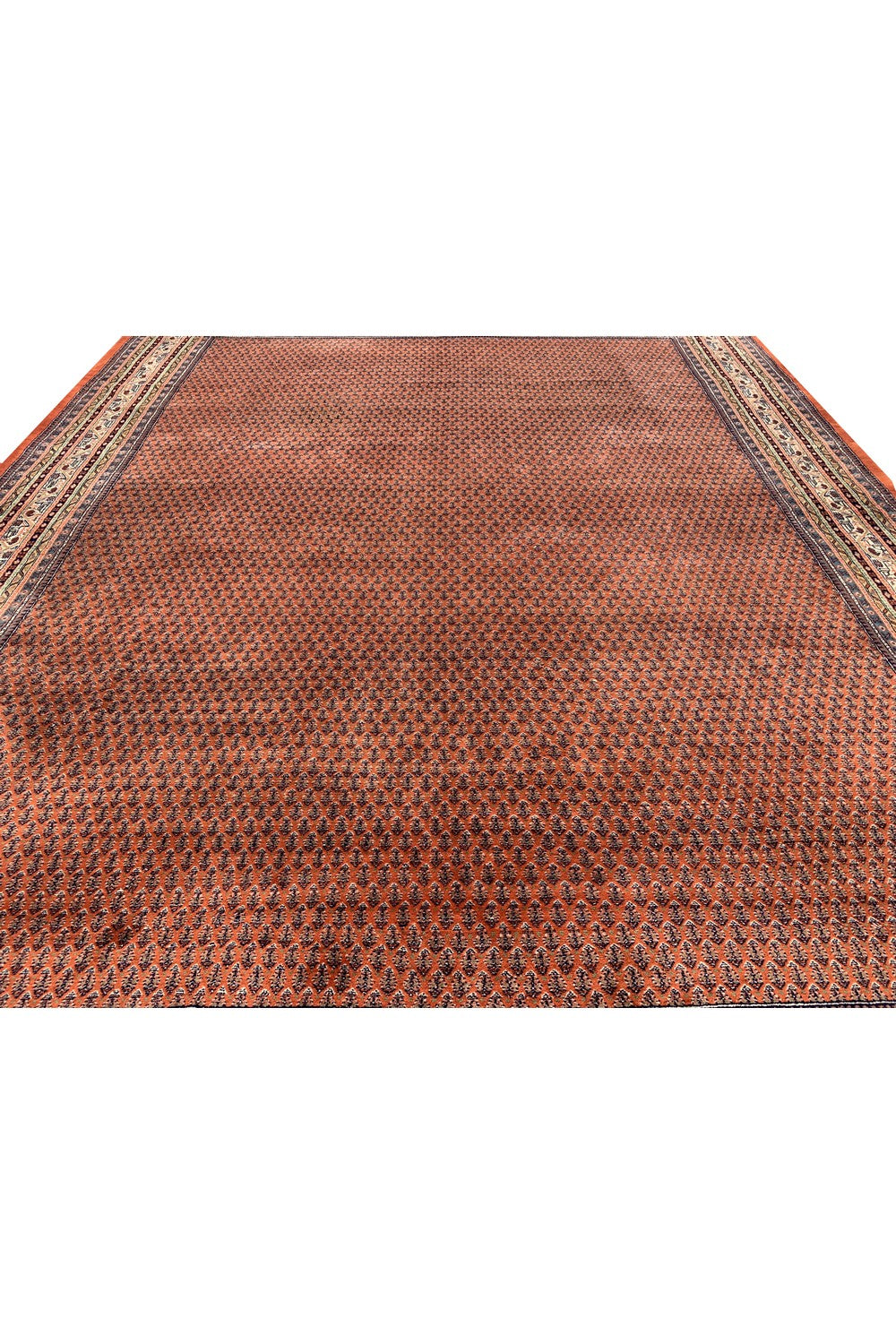 Authentic Hand Knotted Vintage Badam Gul Wool Area Rug 13.0 x 9.11 Ft