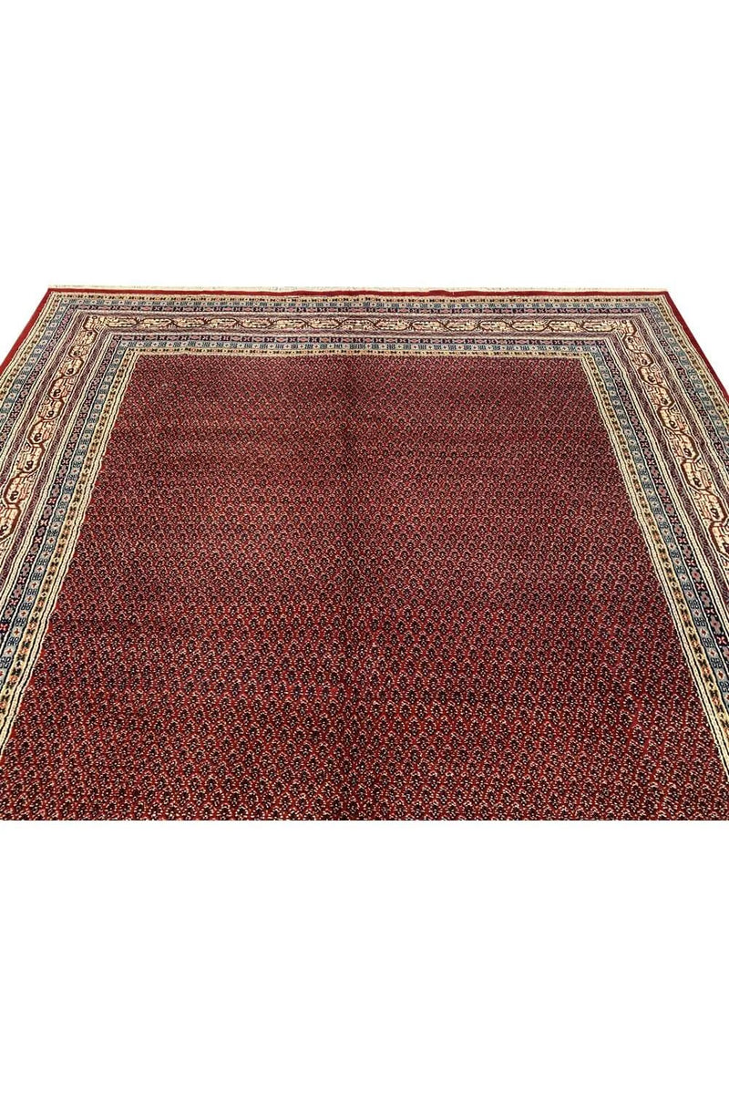 Authentic Hand Knotted Vintage Badam Gul Wool Area Rug 9.0 x 6.1 Ft