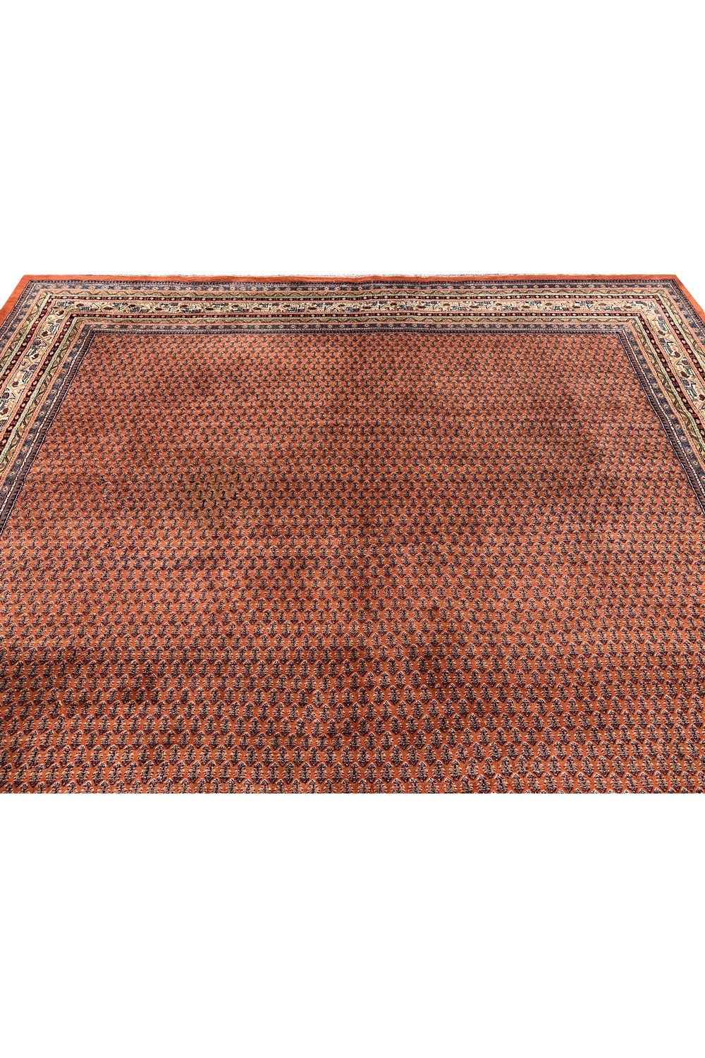 Authentic Hand Knotted Vintage Badam Gul Wool Area Rug 13.0 x 9.11 Ft