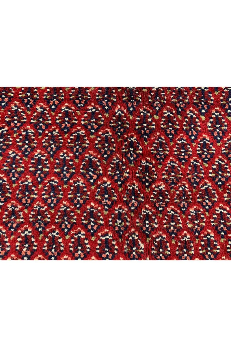 Authentic Hand Knotted Vintage Badam Gul Wool Area Rug 9.0 x 6.1 Ft