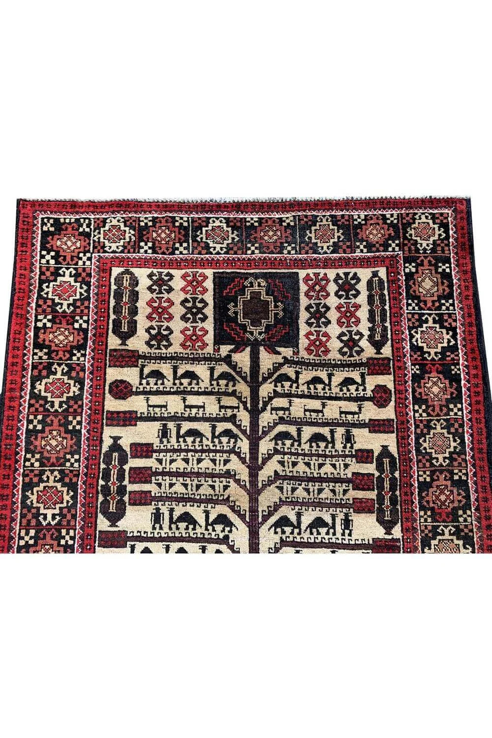 Amazing Hand Knotted Vintage Zaidan Balouch Pictorial Wool Area Rug 6.7 x 3.4 Ft