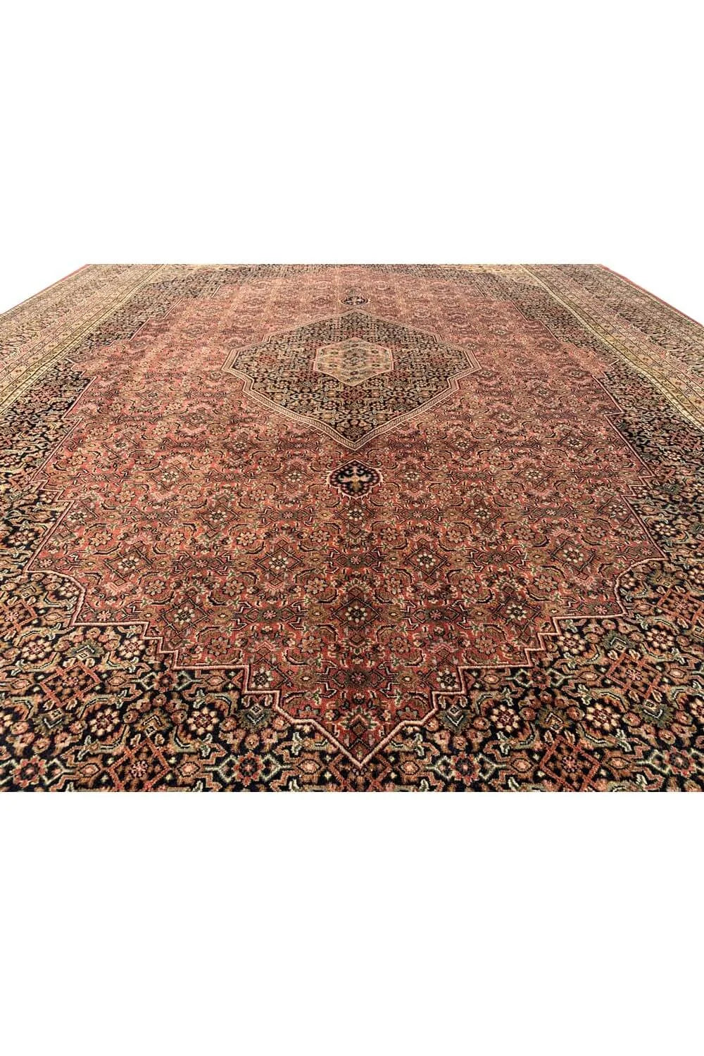 Authentic Hand Knotted Vintage Bijour Wool Area Rug 11.4 x 8.5 Ft