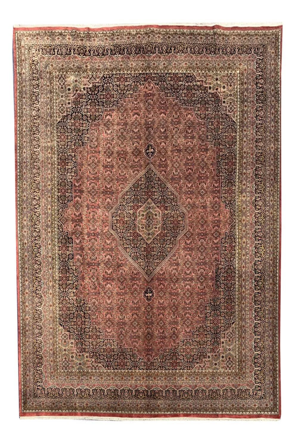 Authentic Hand Knotted Vintage Bijour Wool Area Rug 11.4 x 8.5 Ft