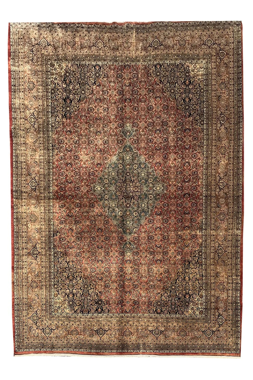 Amazing Hand Knotted Vintage Tribal Bijour Wool Area Rug 13.2 x 9.8 Ft