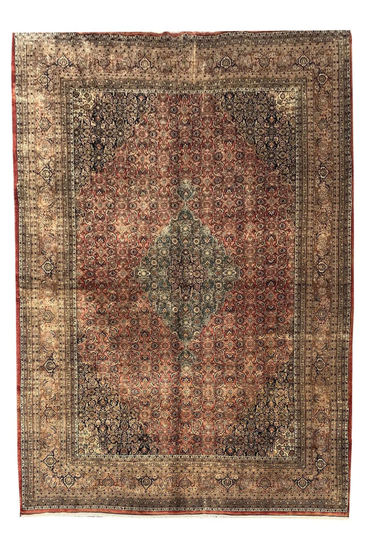 Amazing Hand Knotted Vintage Tribal Bijour Wool Area Rug 13.2 x 9.8 Ft