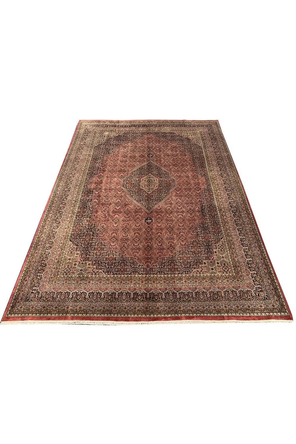 Authentic Hand Knotted Vintage Bijour Wool Area Rug 11.4 x 8.5 Ft