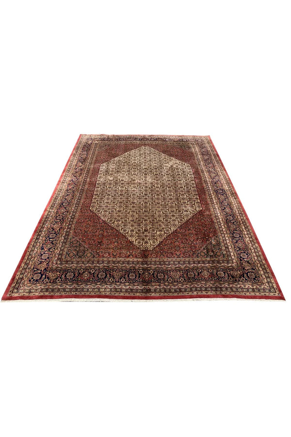 Amazing Hand Knotted Vintage Tribal Bijour Wool Area Rug 13.0 x 9.8 Ft