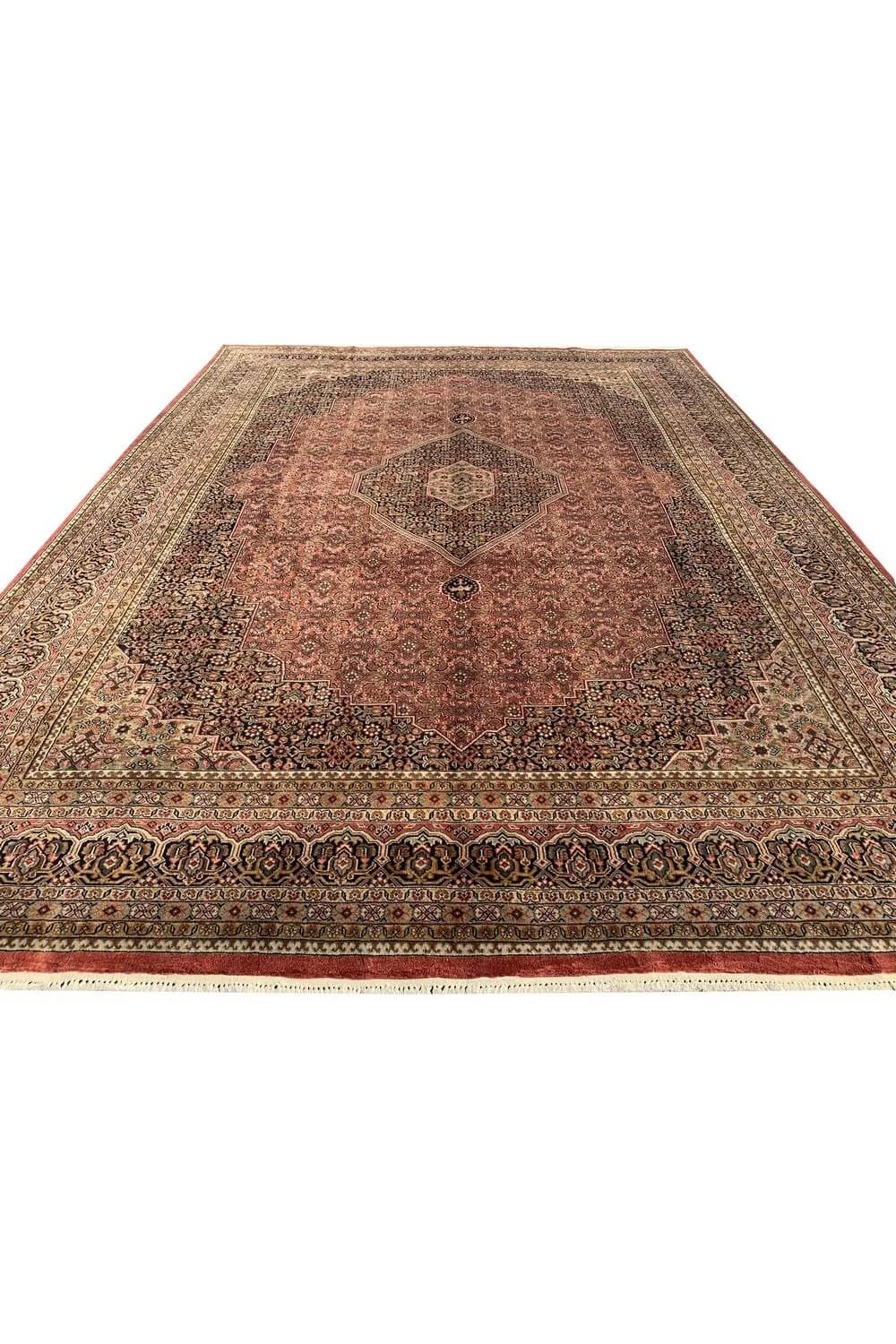 Authentic Hand Knotted Vintage Bijour Wool Area Rug 11.4 x 8.5 Ft