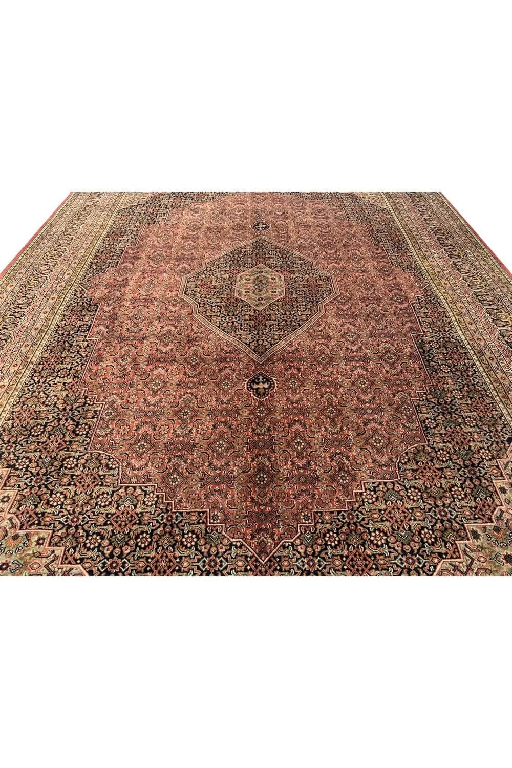 Authentic Hand Knotted Vintage Bijour Wool Area Rug 11.4 x 8.5 Ft