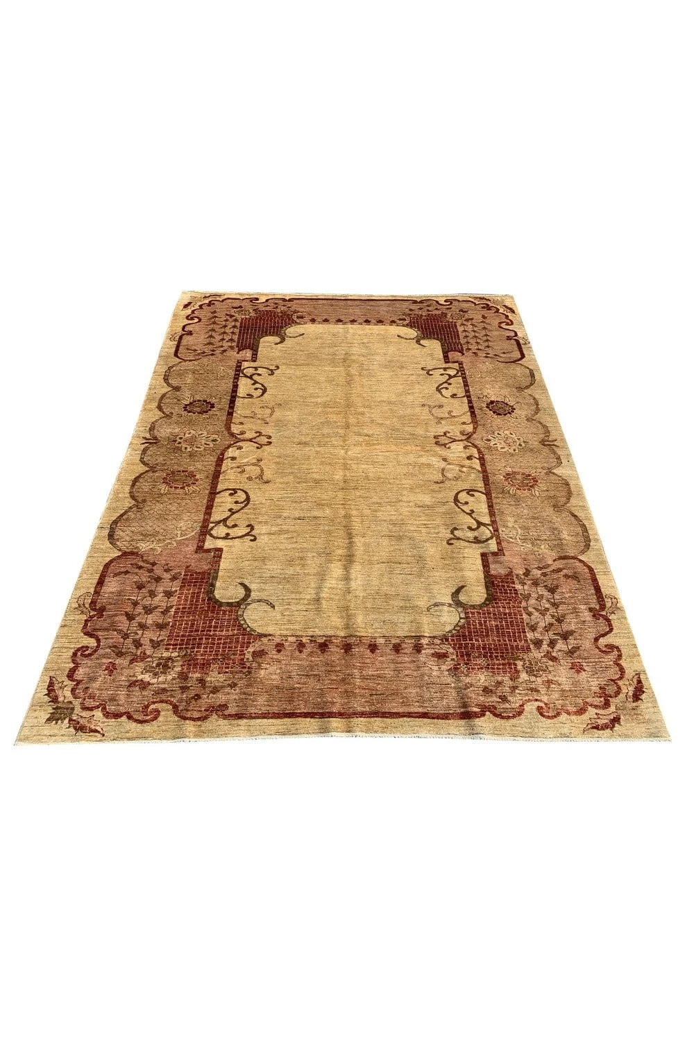 Authentic Hand Knotted Vintage Afghan Chobi Wool Area Rug 9.0 x 7.1 Ft