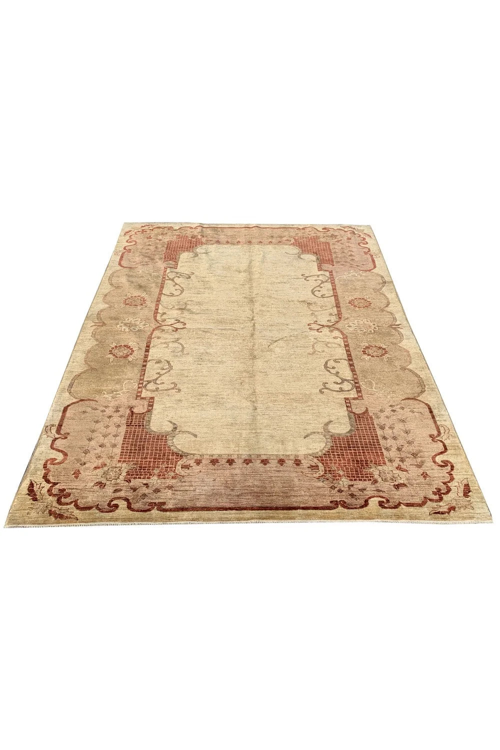 Authentic Hand Knotted Vintage Afghan Chobi Wool Area Rug 9.0 x 7.1 Ft