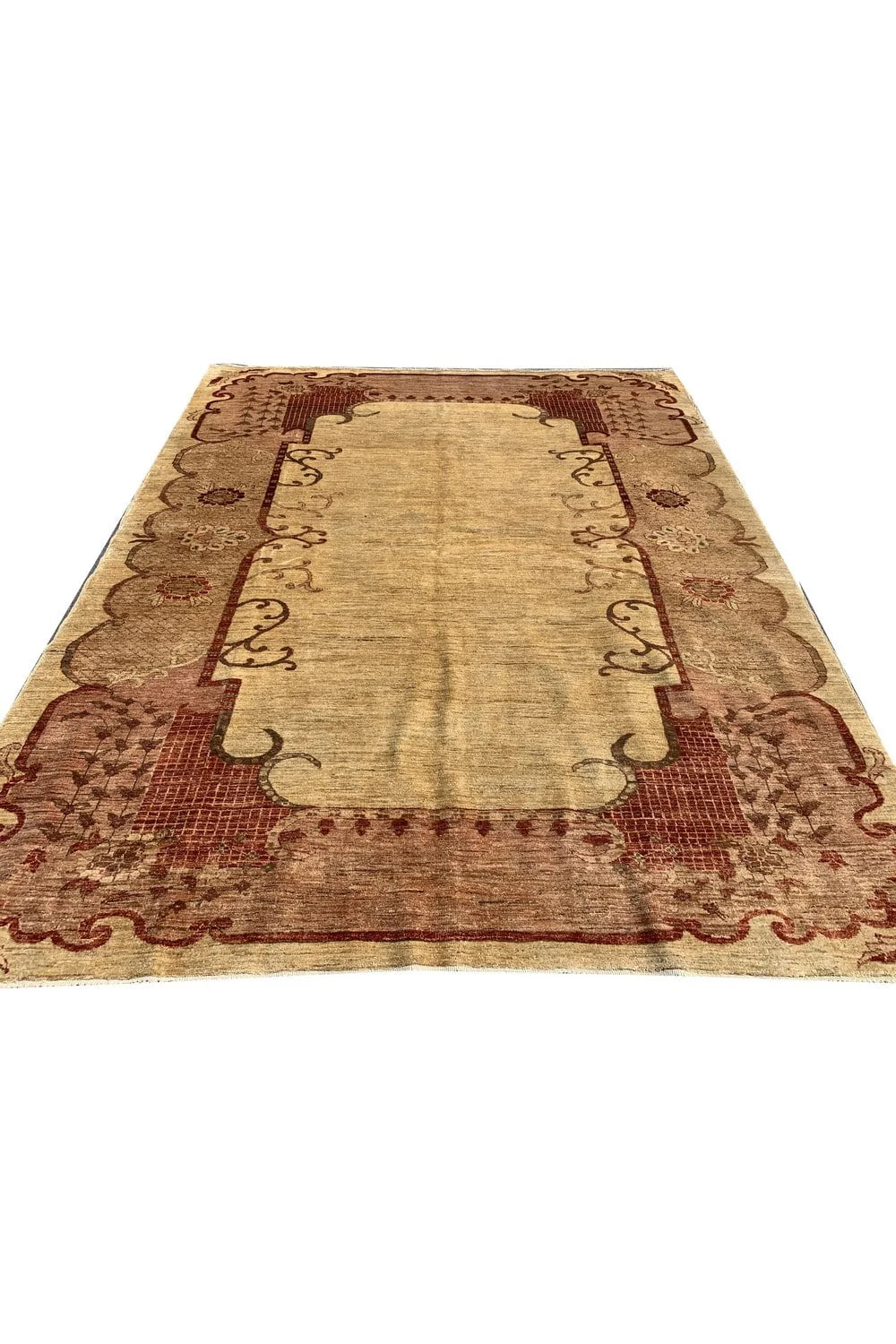 Authentic Hand Knotted Vintage Afghan Chobi Wool Area Rug 9.0 x 7.1 Ft