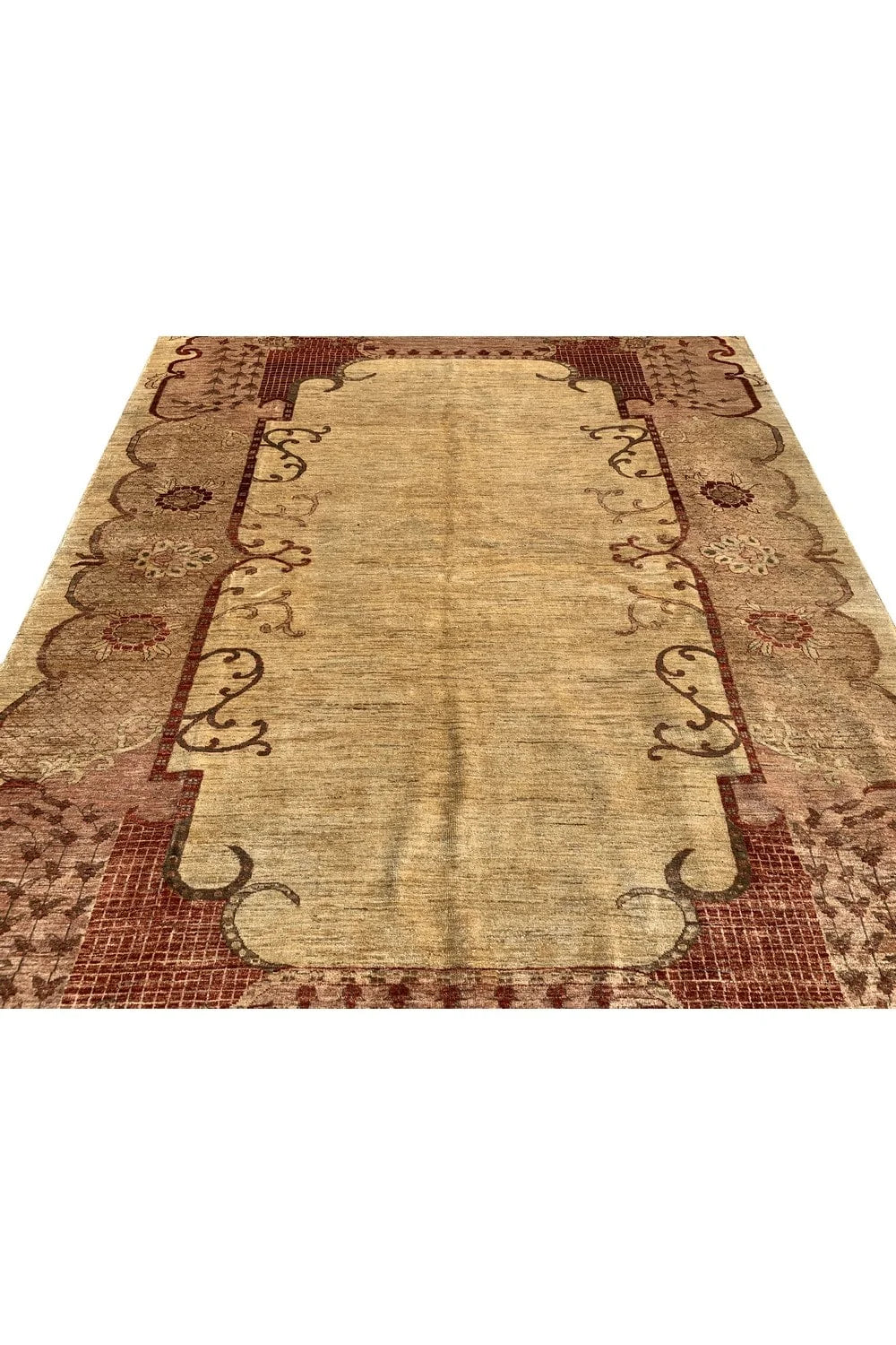 Authentic Hand Knotted Vintage Afghan Chobi Wool Area Rug 9.0 x 7.1 Ft