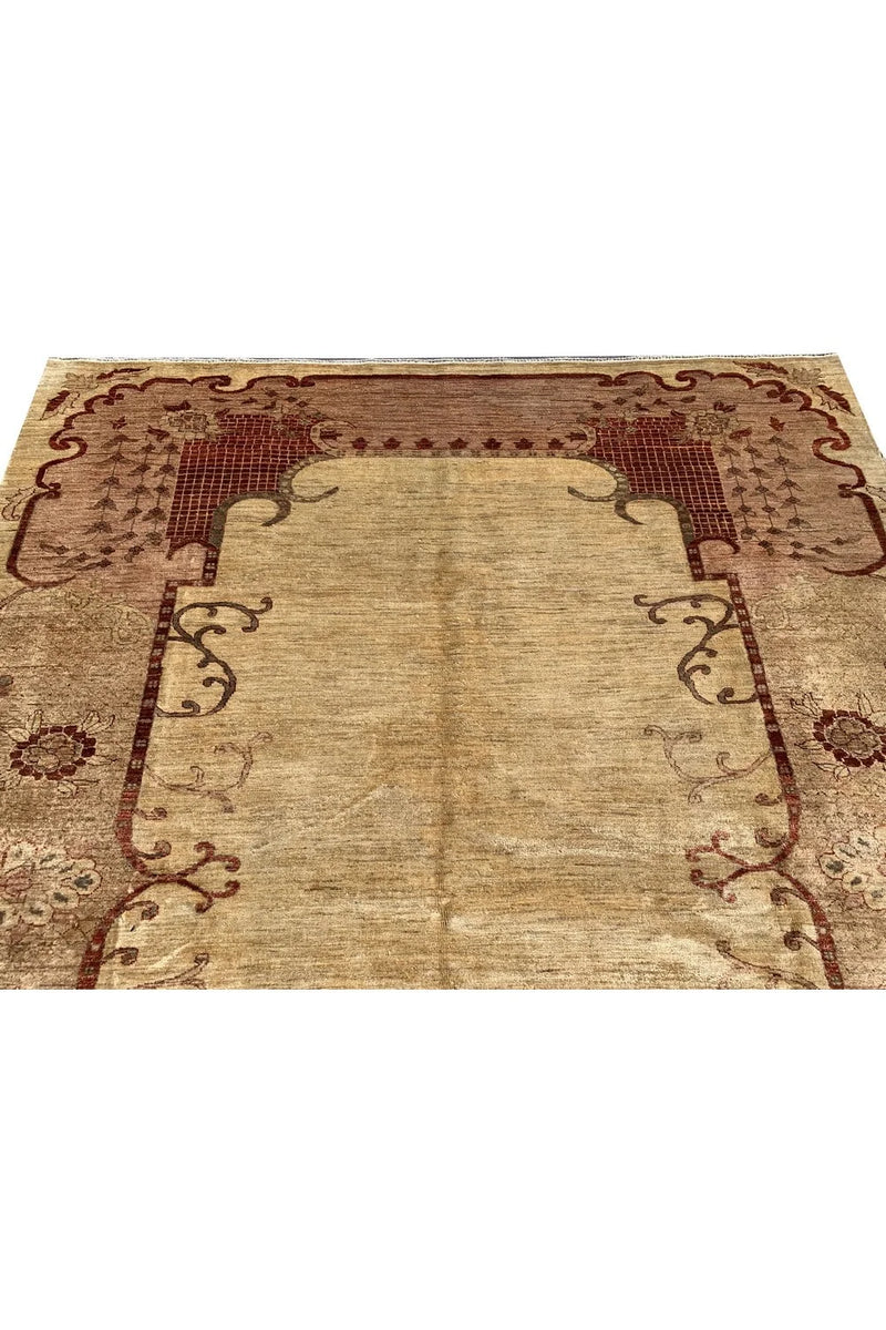Authentic Hand Knotted Vintage Afghan Chobi Wool Area Rug 9.0 x 7.1 Ft