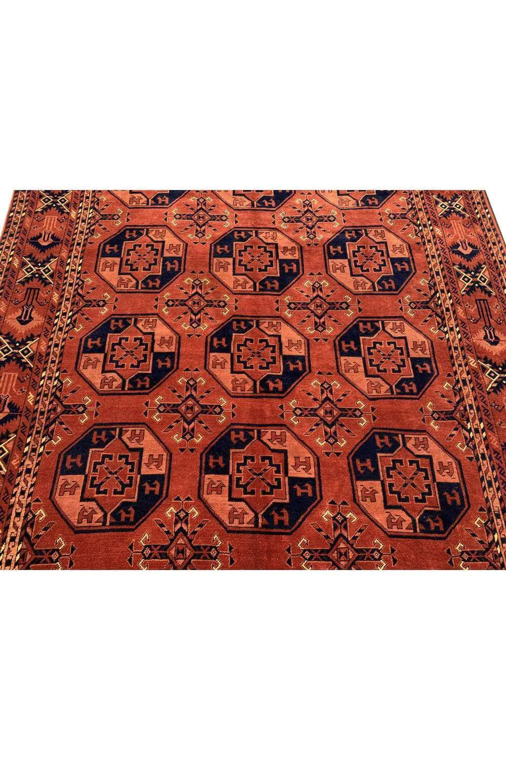 Amazing Hand Knotted Vintage Afghan Turkmen Felpah Wool Area Rug 9.9 x 7.0 Ft
