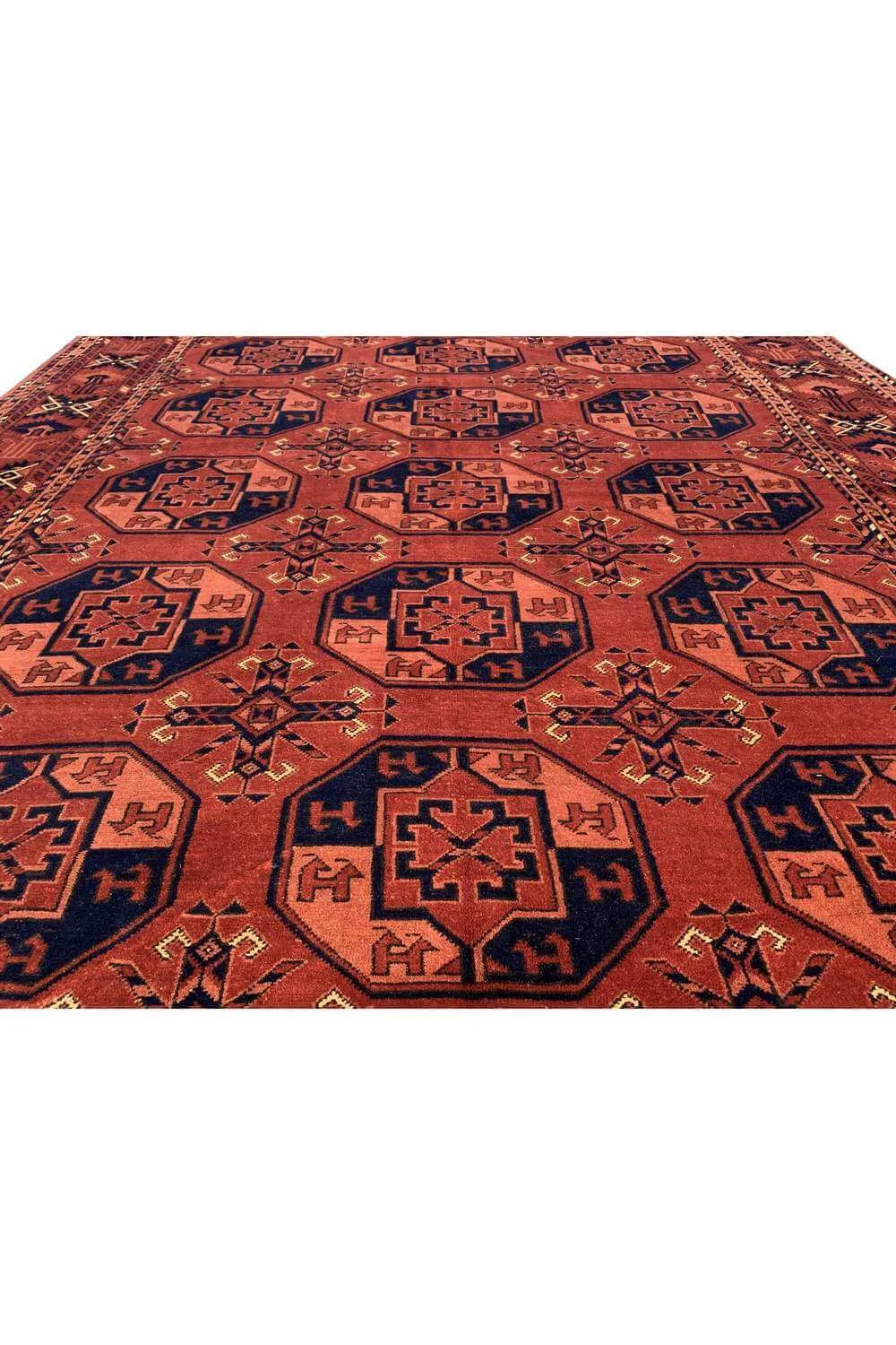 Amazing Hand Knotted Vintage Afghan Turkmen Felpah Wool Area Rug 9.9 x 7.0 Ft