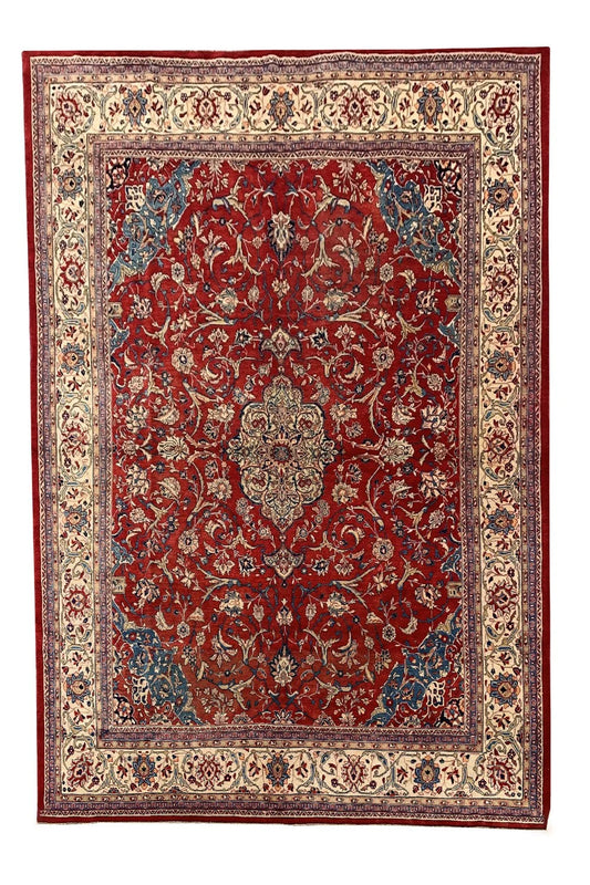 Authentic Hand Knotted Vintage Hamidoun Wool Area Rug 13.1 x 9.9 Ft