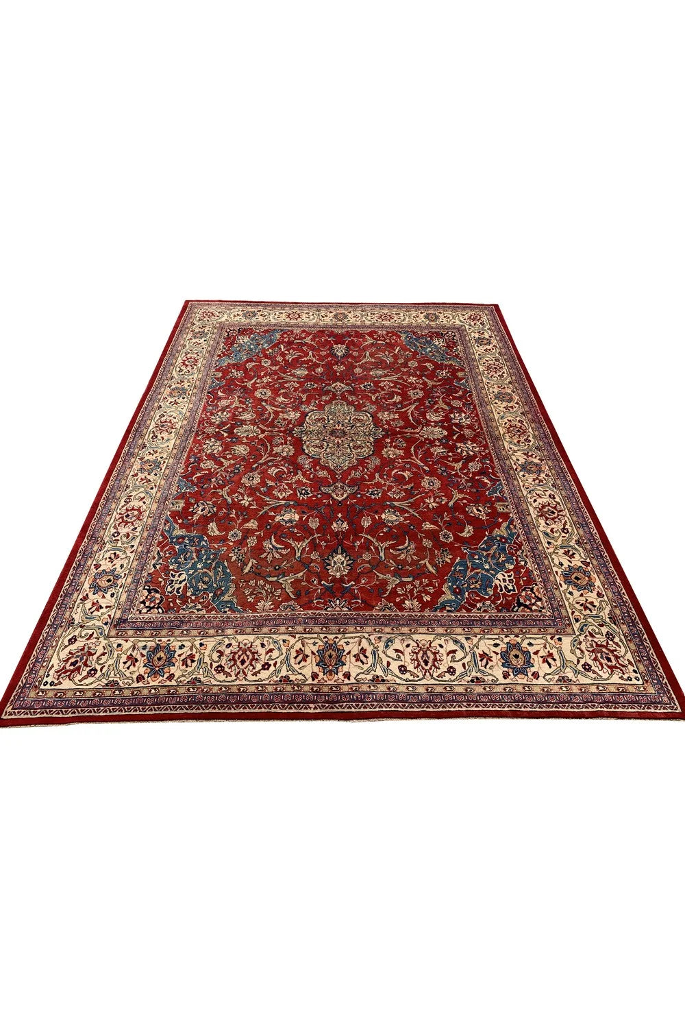 Authentic Hand Knotted Vintage Hamidoun Wool Area Rug 13.1 x 9.9 Ft