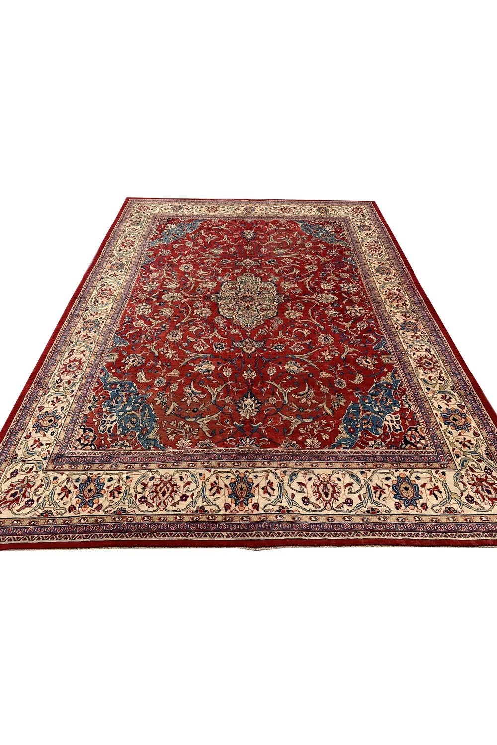 Authentic Hand Knotted Vintage Hamidoun Wool Area Rug 13.1 x 9.9 Ft