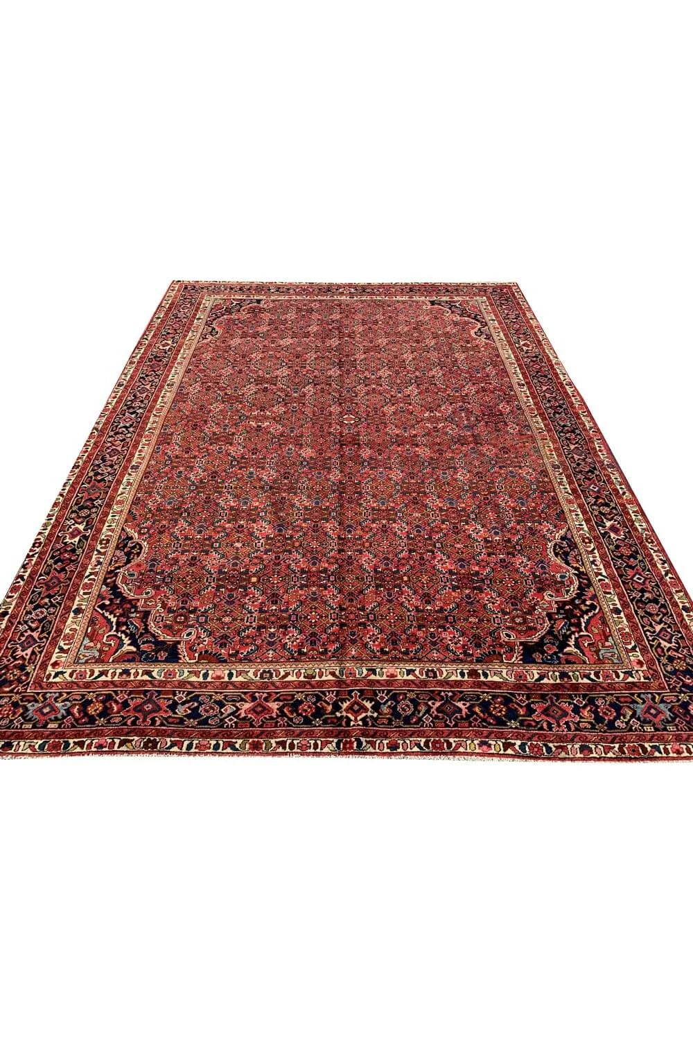 Authentic Hand Knotted Vintage Hamidoun Wool Area Rug 11.11 x 9.1 Ft