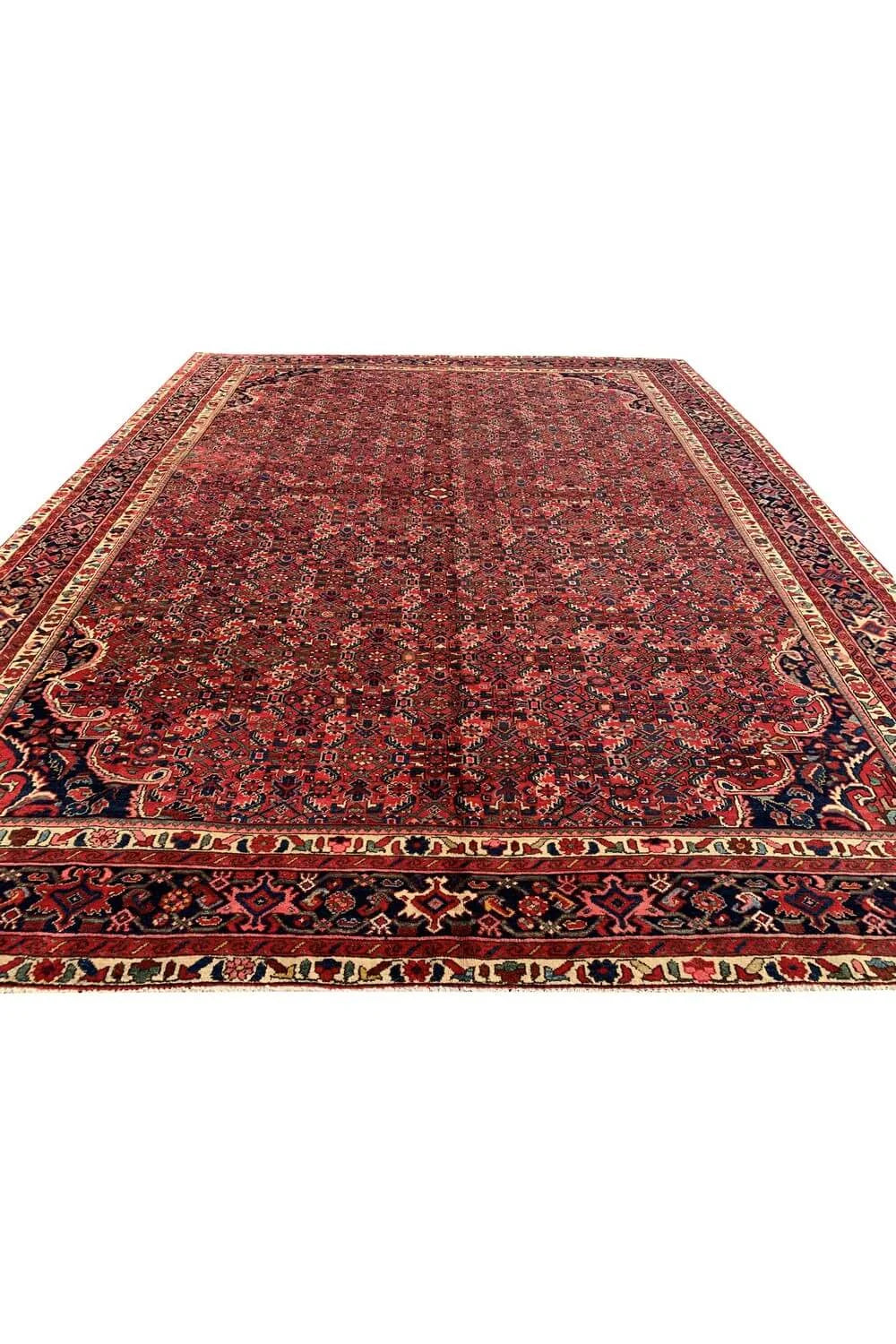 Authentic Hand Knotted Vintage Hamidoun Wool Area Rug 11.11 x 9.1 Ft