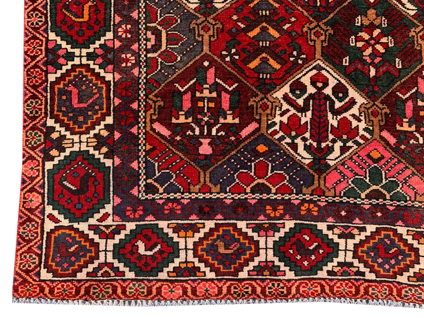 Amazing Hand Knotted Vintage Baghtiyaar Wool Area Rug 9.4 x 6.9 Ft