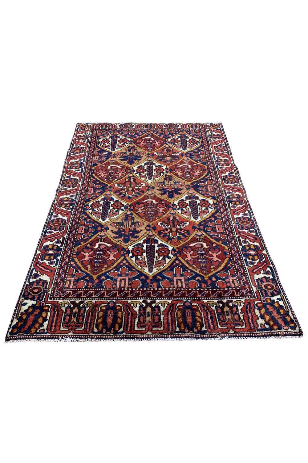 Amazing Hand Knotted Vintage Baghtiyaar Pictorial Wool Area Rug 4.10 x 3.2 Ft