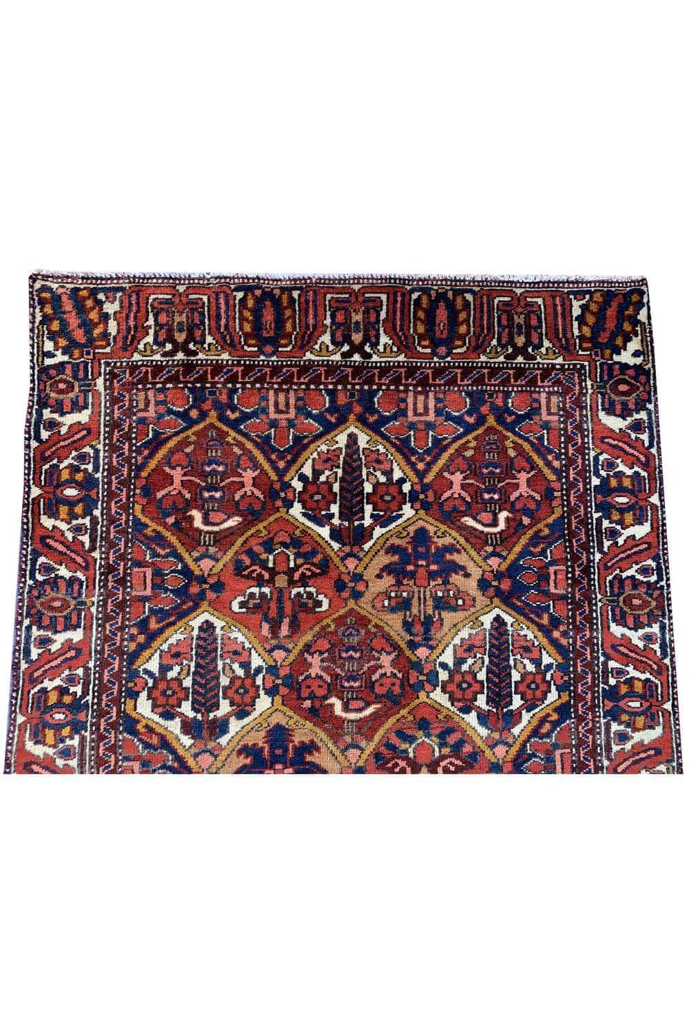 Amazing Hand Knotted Vintage Baghtiyaar Pictorial Wool Area Rug 4.10 x 3.2 Ft