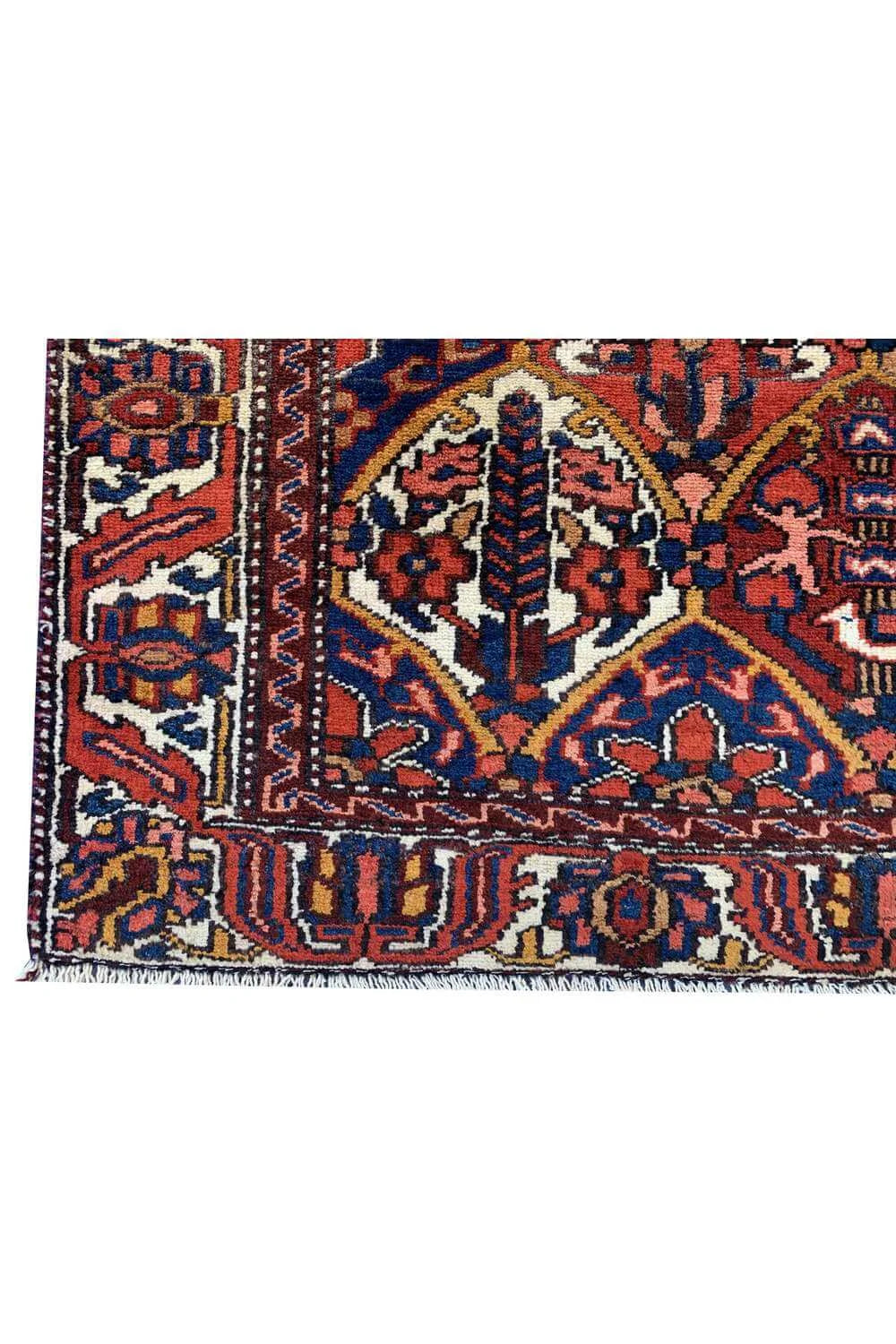 Amazing Hand Knotted Vintage Baghtiyaar Pictorial Wool Area Rug 4.10 x 3.2 Ft