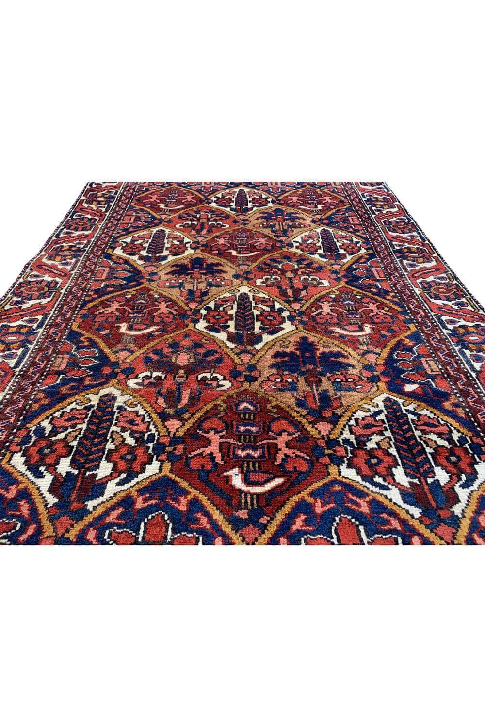 Amazing Hand Knotted Vintage Baghtiyaar Pictorial Wool Area Rug 4.10 x 3.2 Ft