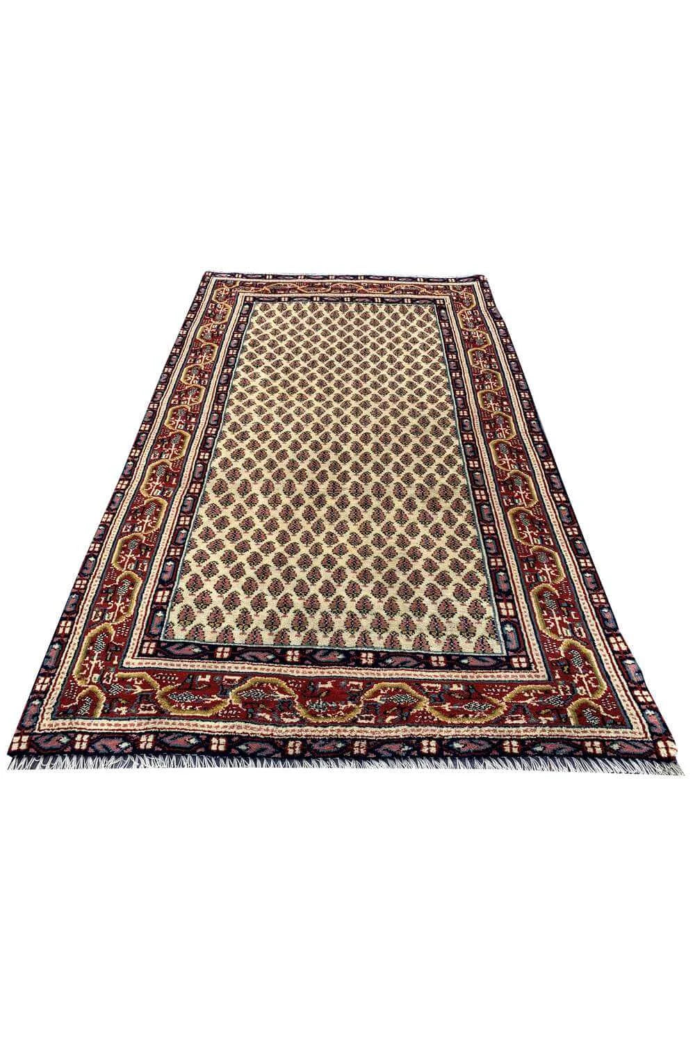 Amazing Hand Knotted Vintage Badam Gul Wool Area Rug 4.10 x 2.11 Ft