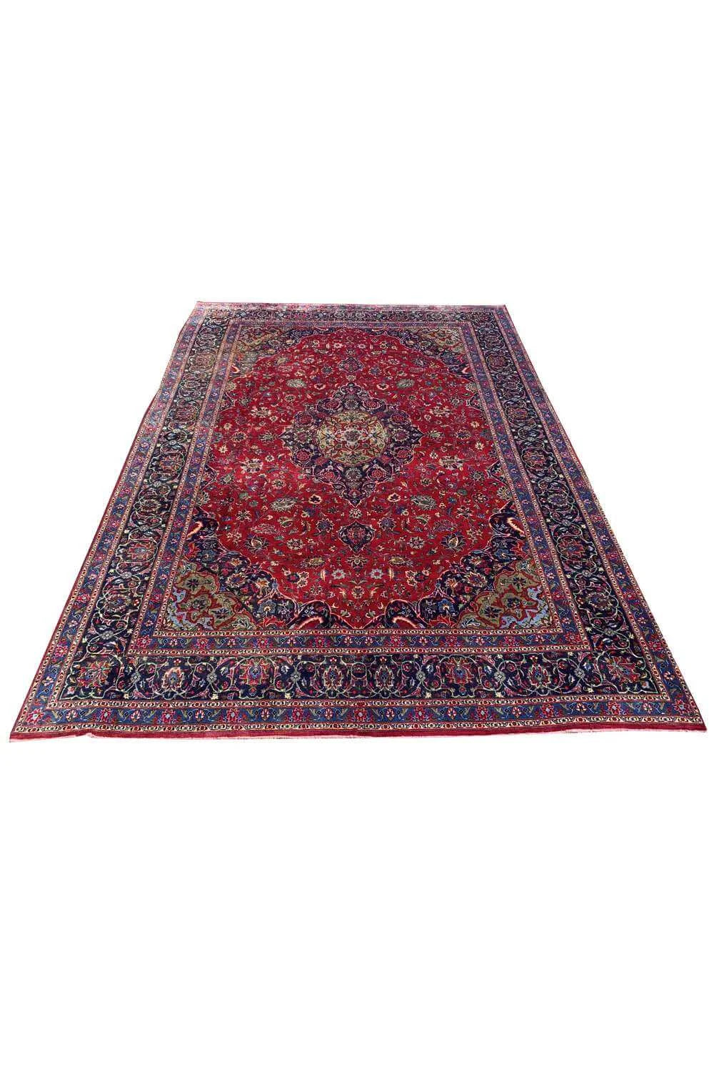 Amazing Hand Knotted Vintage Qashoun Wool Area Rug 11.4 x 8.2 Ft