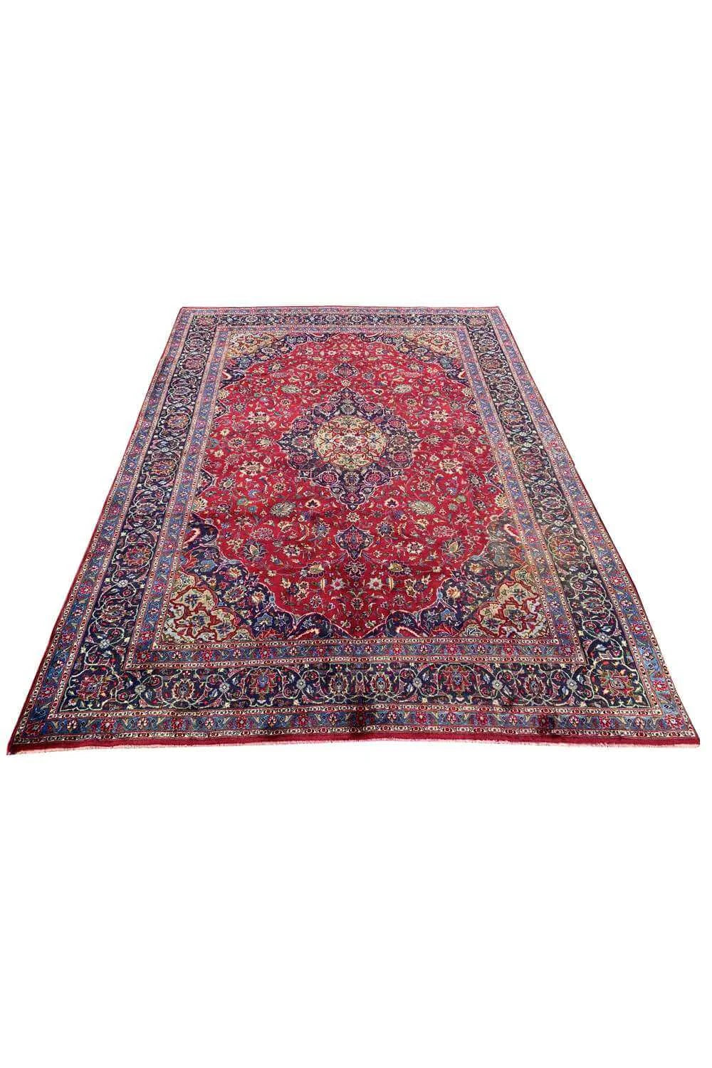 Amazing Hand Knotted Vintage Qashoun Wool Area Rug 11.4 x 8.2 Ft