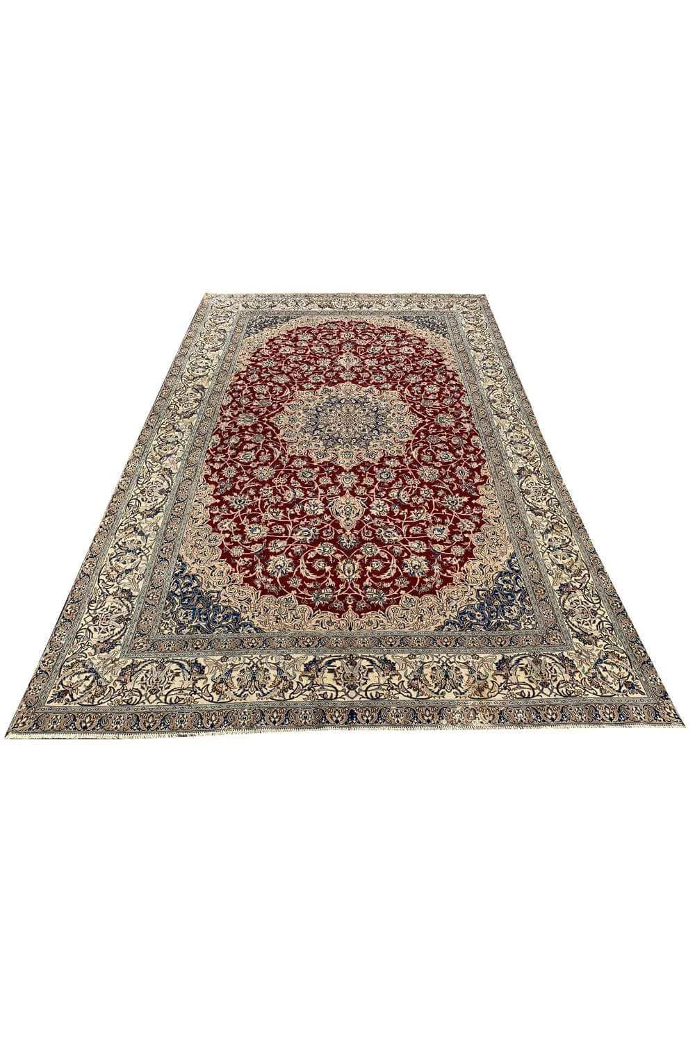 Amazing Hand Knotted Vintage Qashoun Wool Area Rug 12.2 x 7.11 Ft