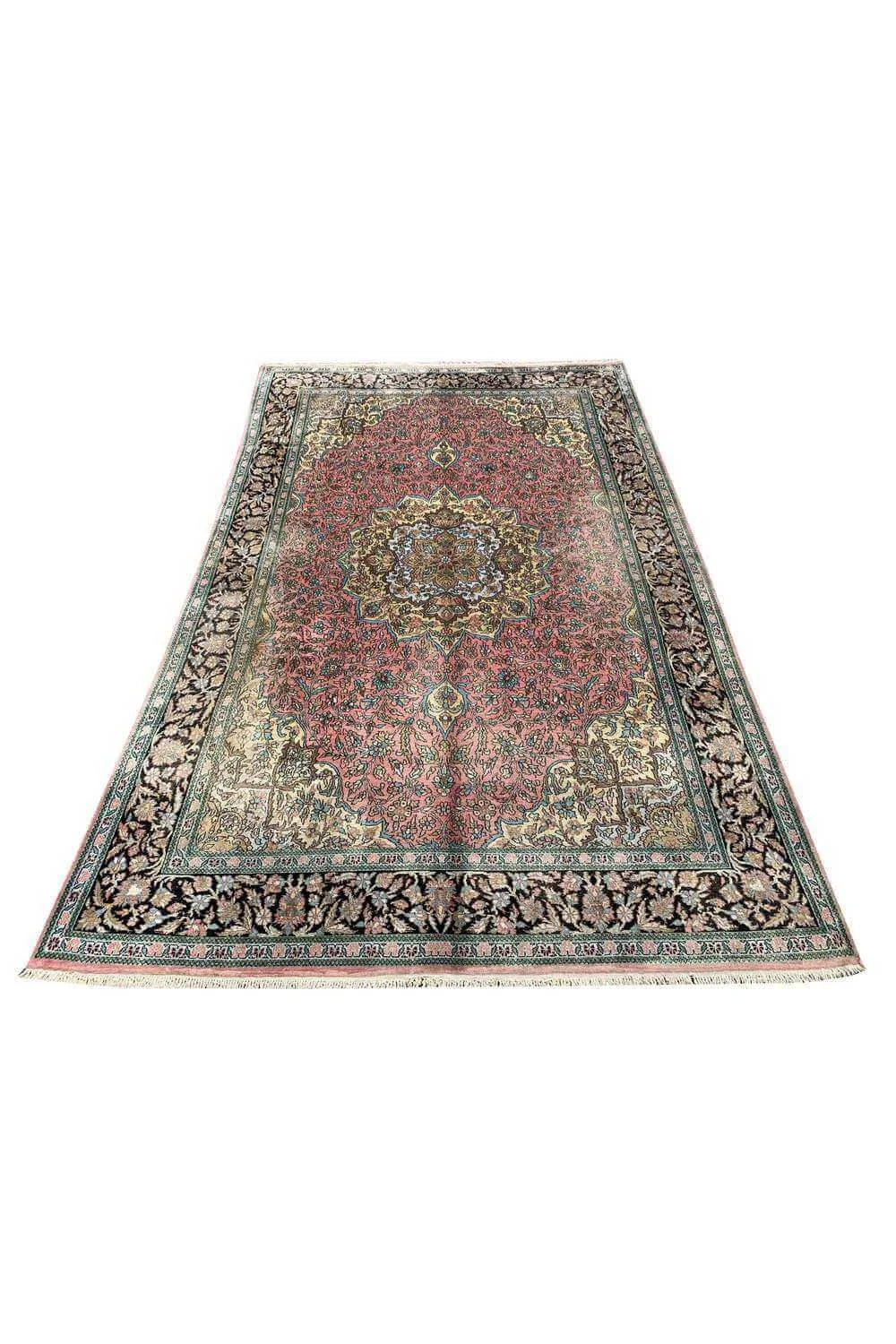 Amazing Hand Knotted Vintage Kashmir pictorial Wool Area Rug 9.4 x 5.9 Ft