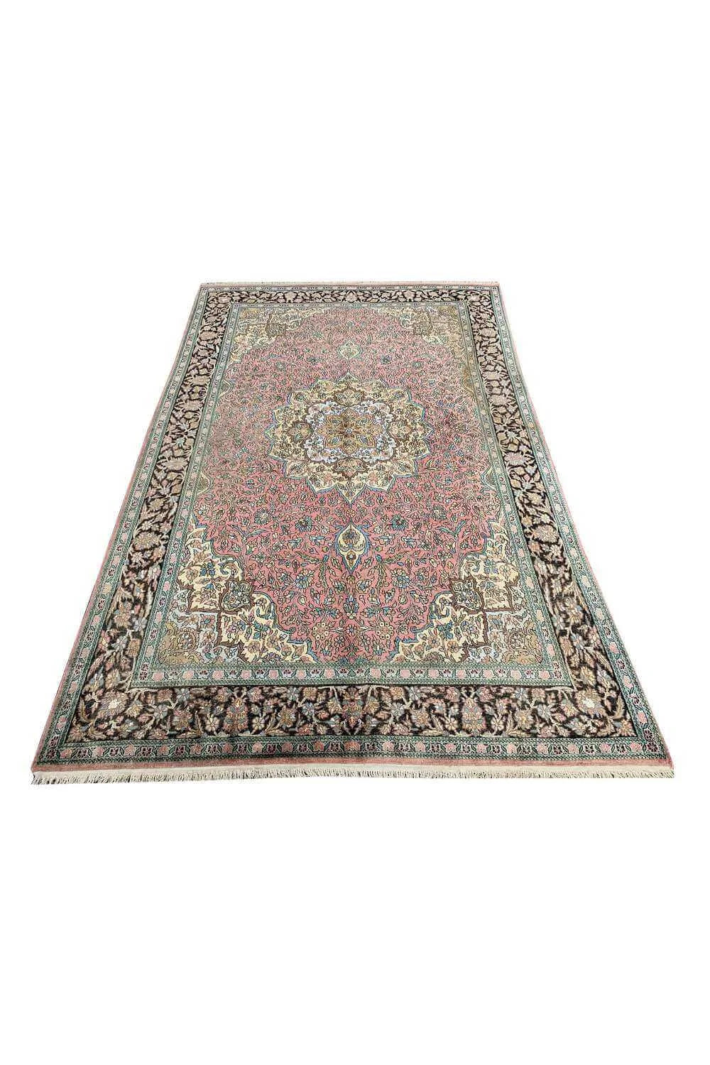 Amazing Hand Knotted Vintage Kashmir pictorial Wool Area Rug 9.4 x 5.9 Ft