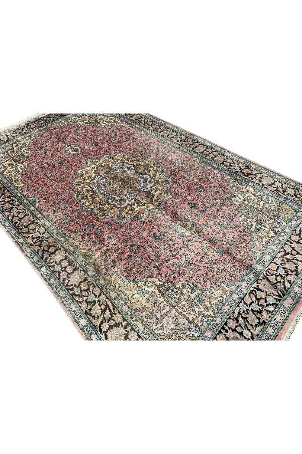 Amazing Hand Knotted Vintage Kashmir pictorial Wool Area Rug 9.4 x 5.9 Ft