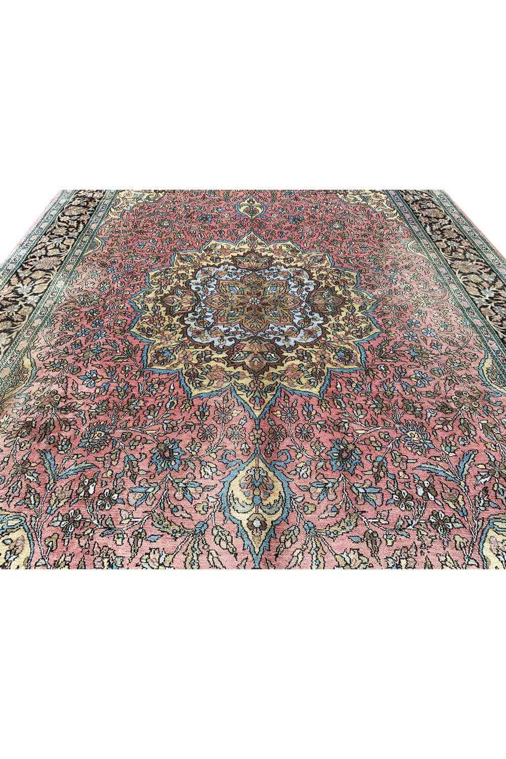 Amazing Hand Knotted Vintage Kashmir pictorial Wool Area Rug 9.4 x 5.9 Ft