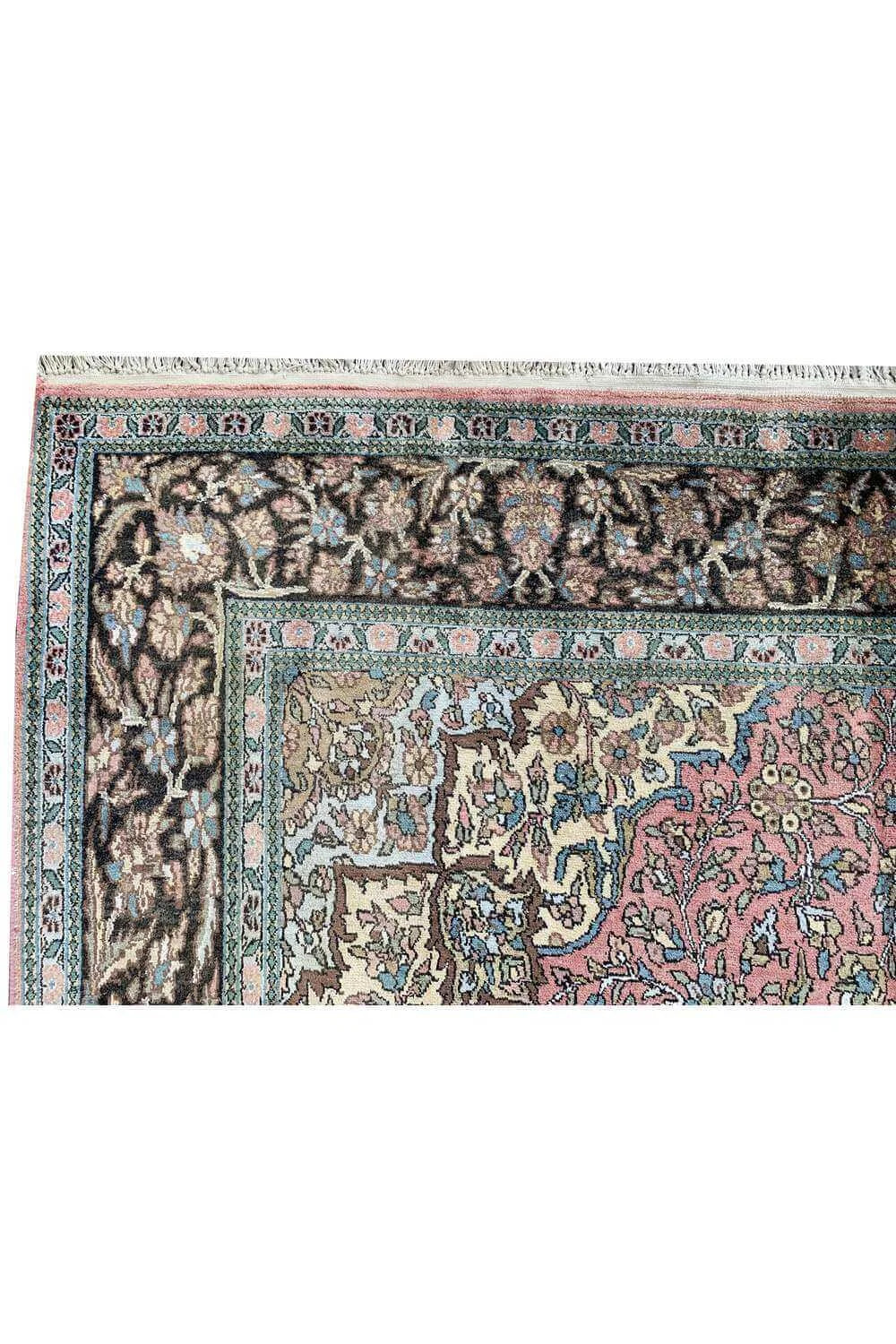 Amazing Hand Knotted Vintage Kashmir pictorial Wool Area Rug 9.4 x 5.9 Ft